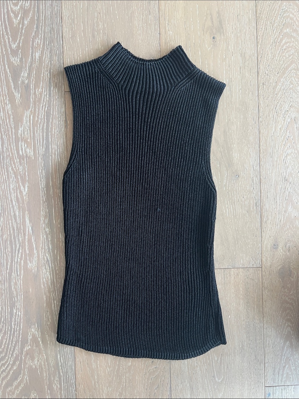 LOFT Black Sleeveless Mock Neck Knit Top Vintage